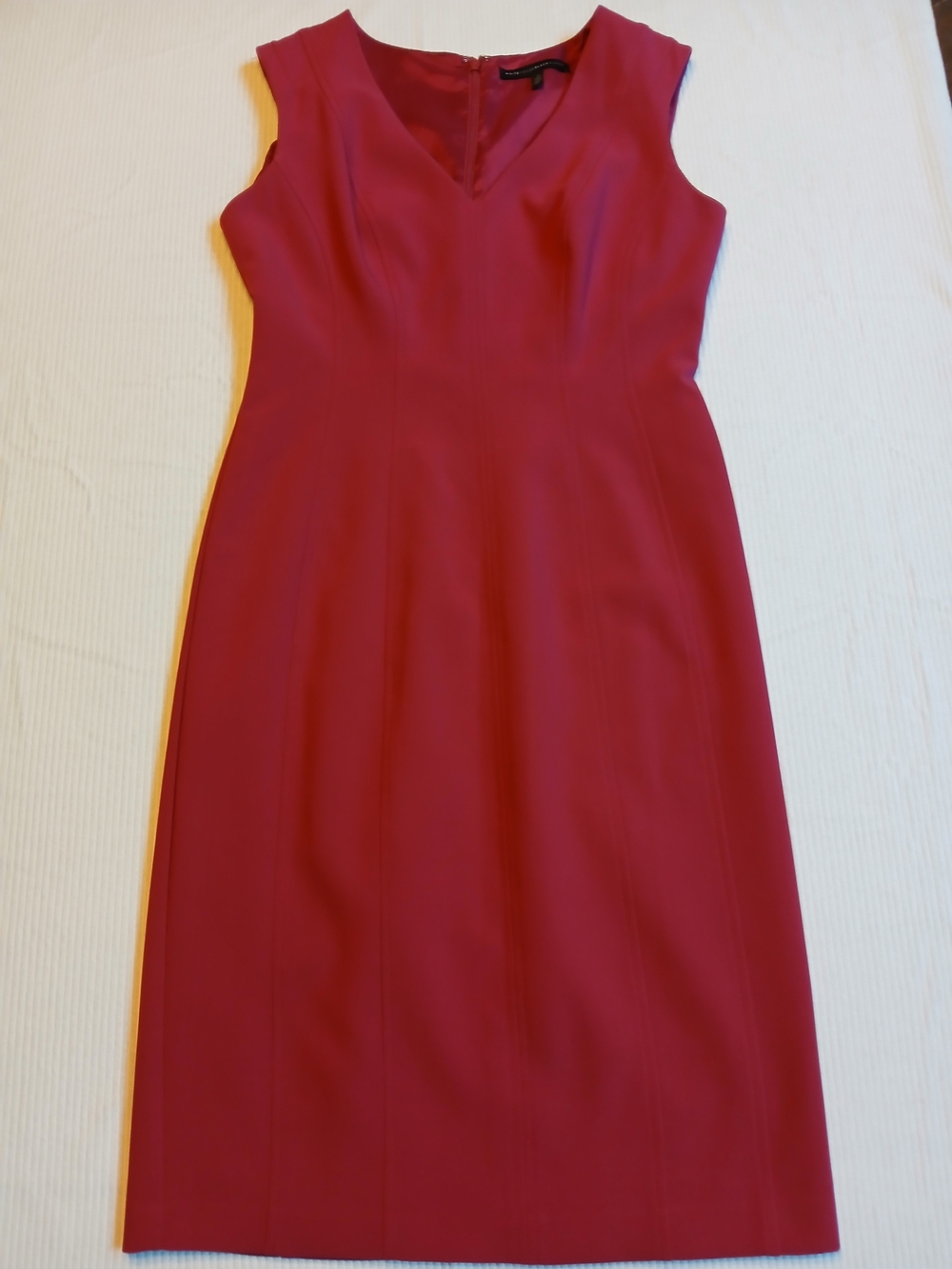 White House Black Market Slimming Sleeveless Bodycon Dress Sz 4 Red, Lined